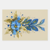 Blue Peacock Feathers Watercolor Handgemalt Geschenkpapier Set (Vorderseite)