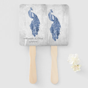 Blue Peacock Gastgeschenk Hochzeit Hand Fan Fächer
