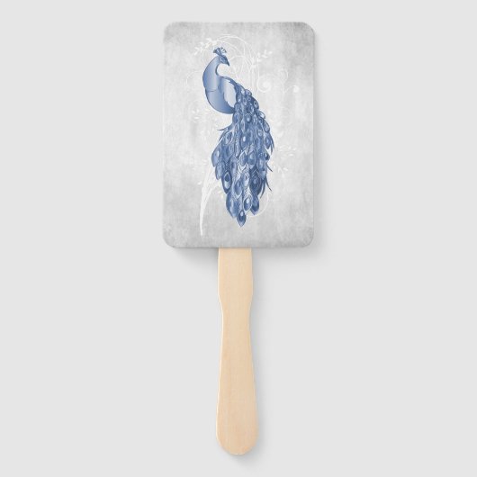 Blue Peacock Gastgeschenk Hochzeit Hand Fan Fächer (Rückseite)
