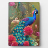 Blue Peacock in Rosa Rose Gartenanlage des Herzens Fotoplatte (Vorderseite)