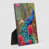 Blue Peacock in Rosa Rose Gartenanlage des Herzens Fotoplatte (Seite)