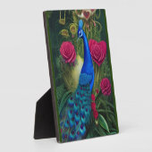 Blue Peacock in Rosa Rose Gartenanlage des Herzens Fotoplatte (Seite)