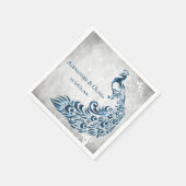 Blue Peacock Leaf Brautparty Napkin Serviette (Ecke)