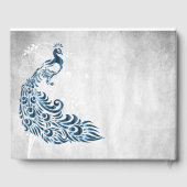 Blue Peacock Leaf Vine Wedbook Gästebuch (Rückseite)