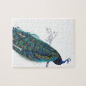 Blue Peacock mit schönen Federn aus Schwanz Puzzle (Horizontal)