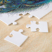 Blue Peacock mit schönen Federn aus Schwanz Puzzle (Seite)