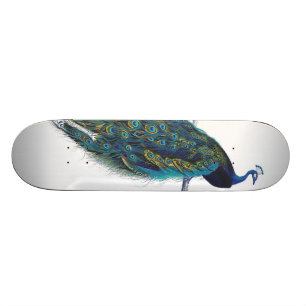 Blue Peacock mit schönen Federn aus Schwanz Skateboard