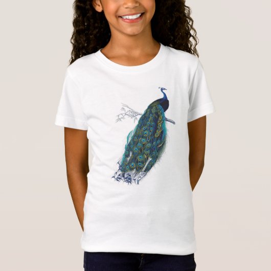 Blue Peacock mit schönen Federn aus Schwanz T-Shirt (Vorderseite)