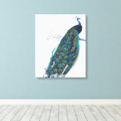 Blue Peacock mit wunderschönen Federn aus Schwanz Leinwanddruck (Insitu (Holzboden))