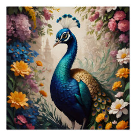 Blue Peacock no 11 Glossy Poster