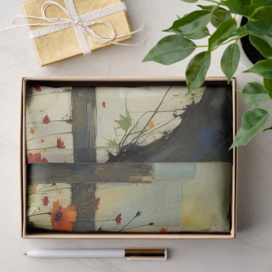 Blue Peacock on Split rail fence Seidenpapier (Geschenk)