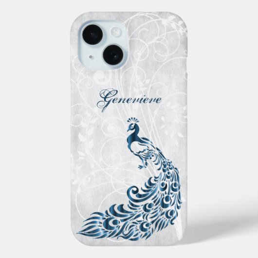 Blue Peacock Personalisiert iPhone Case (Rückseite)