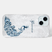 Blue Peacock Personalisiert iPhone Case (Rückseite (Horizontal))
