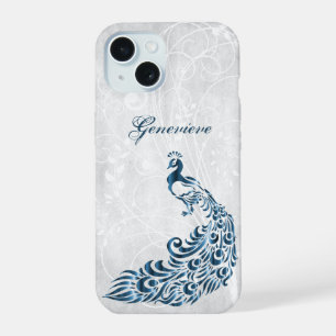 Blue Peacock Personalisiert iPhone Case 15 Hülle