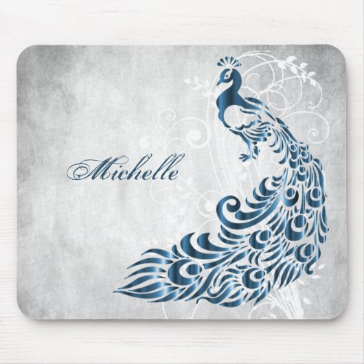 Blue Peacock Personalisiert Mousepad (Vorne)