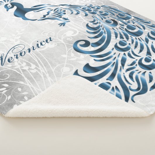 Blue Peacock Personalisiert Sherpa Blanket Sherpadecke (3/4)