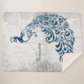 Blue Peacock Personalisiert Sherpa Blanket Sherpadecke (Vorderseite (Horizontal))