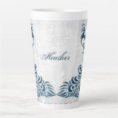 Blue Peacock Personalisierte Latte-Tasse Milchtasse (Vorderseite)