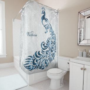 Blue Peacock Personalisierter Duschvorhang