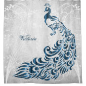 Blue Peacock Personalisierter Duschvorhang (Vorderseite)