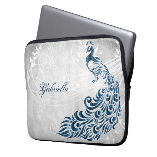 Blue Peacock Personalisierter Laptop-Sieb Laptopschutzhülle (Vorderseite Links)