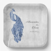 Blue Peacock Polterabend Paper-Teller Pappteller (Vorderseite)