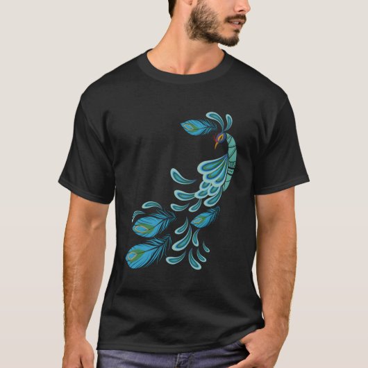 Blue Peacock Print Aquamarin Feathers I Peacock T-Shirt (Vorderseite)