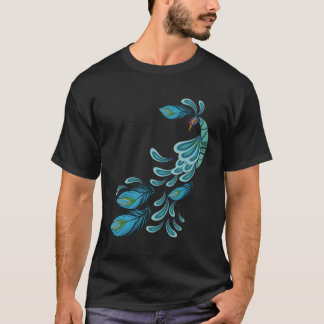Blue Peacock Print Aquamarin Feathers I Peacock T-Shirt