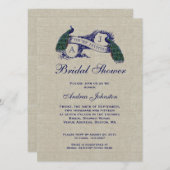 Blue Peacock Rustikale Linde | Brautparty Einladung (Vorne/Hinten)