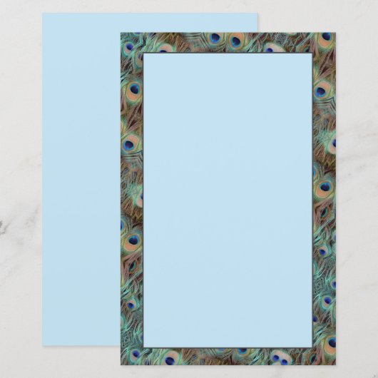 Blue Peacock Schwanz Feather Design Stationsheet (Vorne/Hinten)