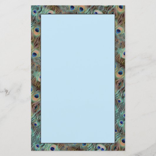 Blue Peacock Schwanz Feather Design Stationsheet (Vorderseite)