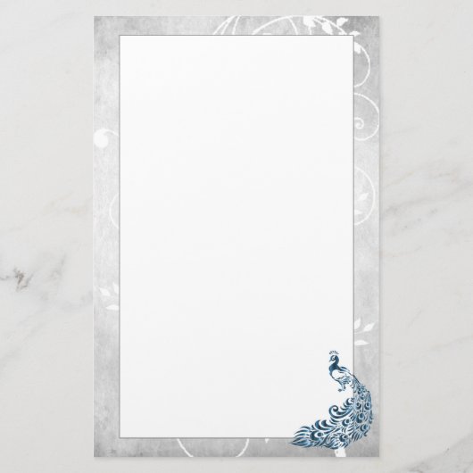 Blue Peacock Stationery Briefpapier (Rückseite)