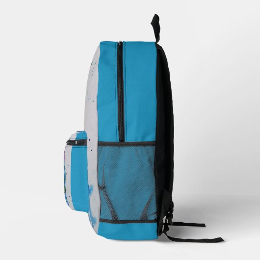 Blue Peacock Wasserfarben Wiederverwendbare Lebens Bedruckter Rucksack (Rechts)