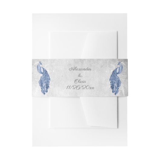 Blue Peacock Wedding Invitation Bly Band (Vorderseite Beispiel)