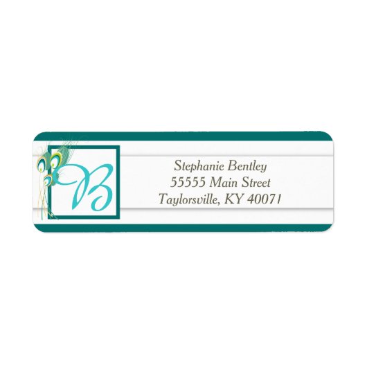 Blue Peacock Wedding Return Address Label (Vorne)