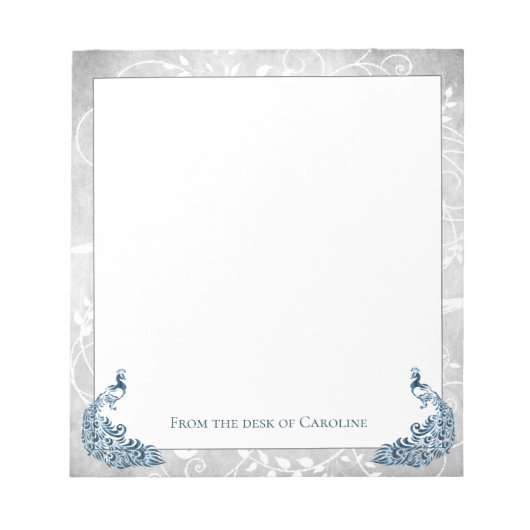 Blue Peacocks Notepad Notizblock (Vorderseite)