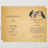 Blue Peacocks Vintage Hochzeitsprogramm (Vorne/Hinten)