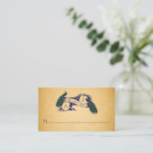 Blue Peacocks Vintage Wedding Platzkarte (Stehend Vorderseite)