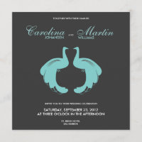 Blue Peacocks Wedding Invite II