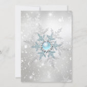 Blue Pearl Crystal Snowflake Weihnachts-Party Einladung (Rückseite)