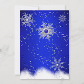 Blue Pearl Snowflake Weihnachtsfeier Einladung (Rückseite)