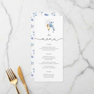 Blue Pearls & Prosecco Wildblume Cards Menükarte