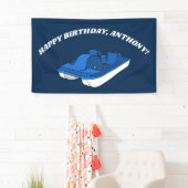 Blue Pedal Boat Geburtstagsparty Personalisiert Banner (Insitu)