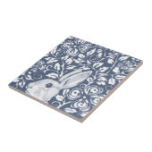 Blue Peeking Rabbit Bunny Floral Dedham Delft Fliese (Seite)