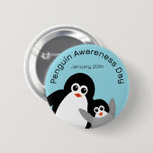 Blue Penguin Awareness Day Button (Vorne & Hinten)