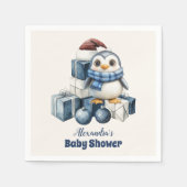Blue Penguin Christmas Baby Dusche Serviette (Vorderseite)