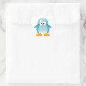Blue Penguin Quadratischer Aufkleber (Tasche)