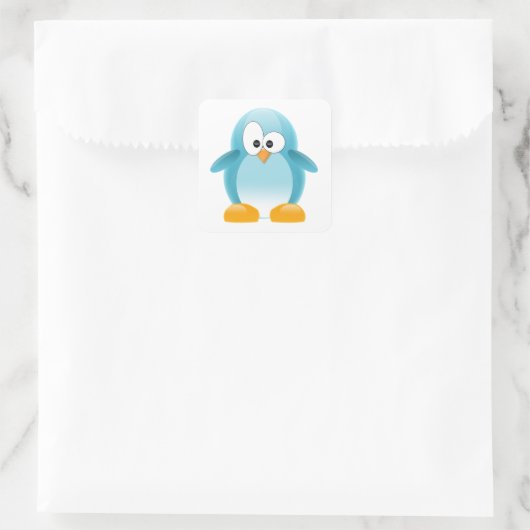 Blue Penguin Quadratischer Aufkleber (Tasche)