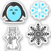 Blue Penguin Snowman Snowflake Weihnachts-Set Aufkleber (Vorderseite)