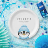 Blue Penguin Winter Baby Dusche Pappteller (Party)